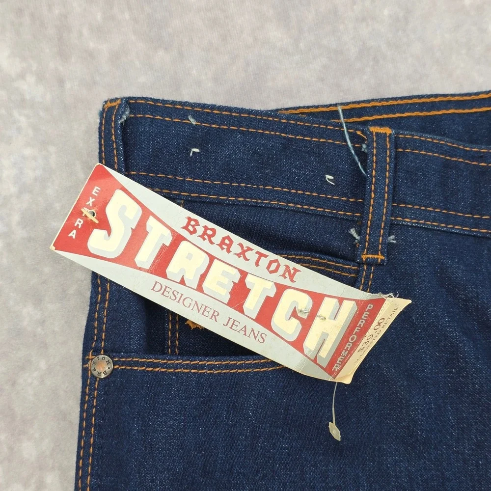 Vintage Braxton Stretch Designer Jeans Mens 32x31‎ Blue Straight Leg NWT 80s